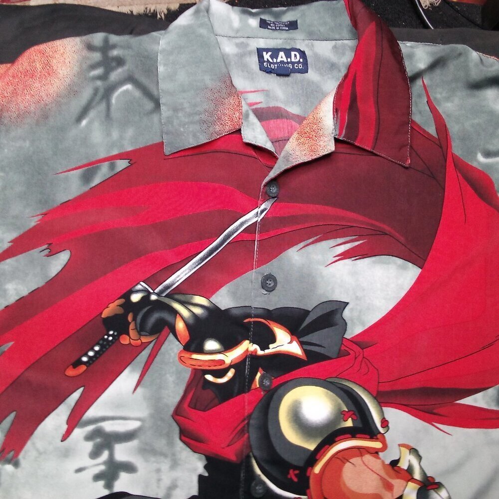 Vintage Y2K Clench Ninja Anime Manga Button Shirt